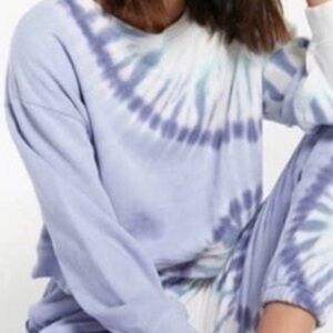 Wildfox Tie Dye One of A Kind Relaxed Hoodie Mint Lilac Purple Hued French Terry